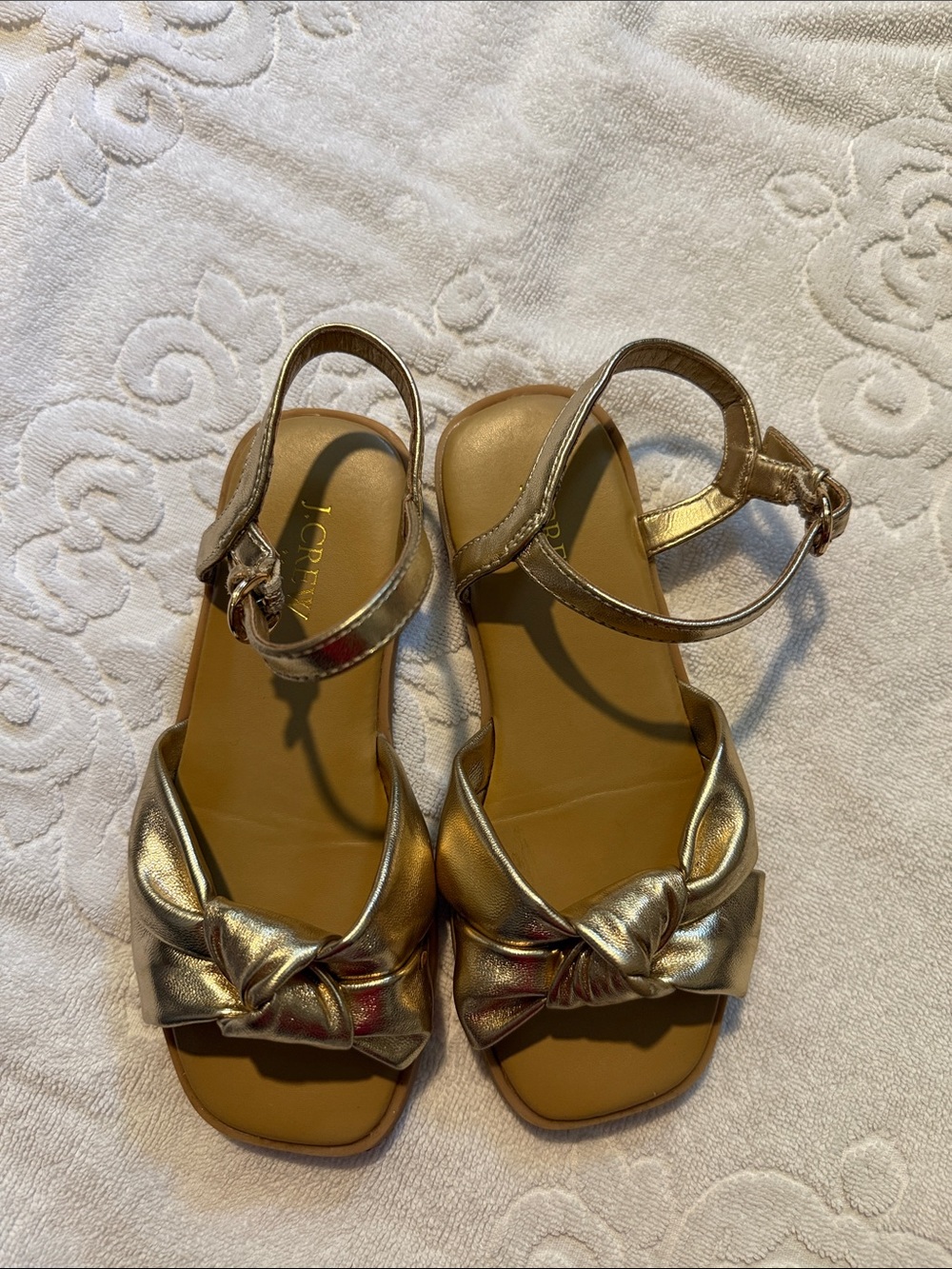 J.Crew Gold Knot Front Ankle Strap Sandals